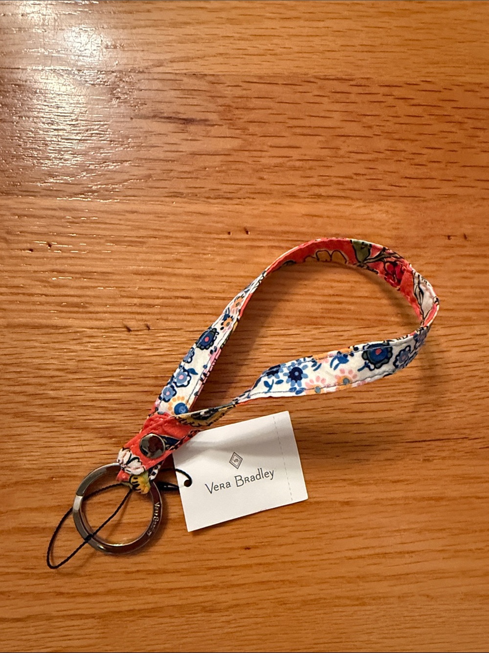 Vera Bradley Coral Floral Wristlet Key Ring with Multicolor Blooms - Picture 3 of 4